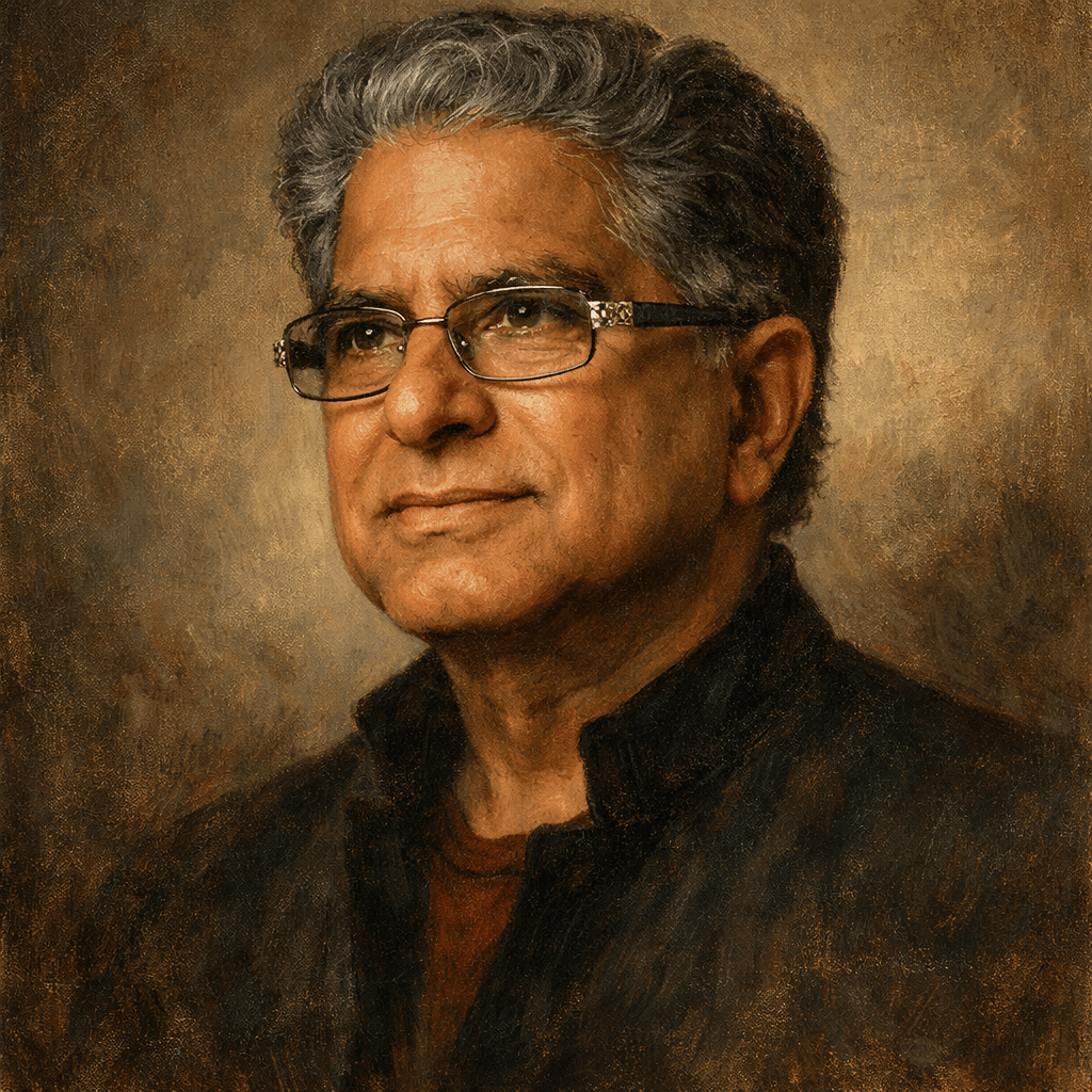 An oil painting of Deepak Chopra