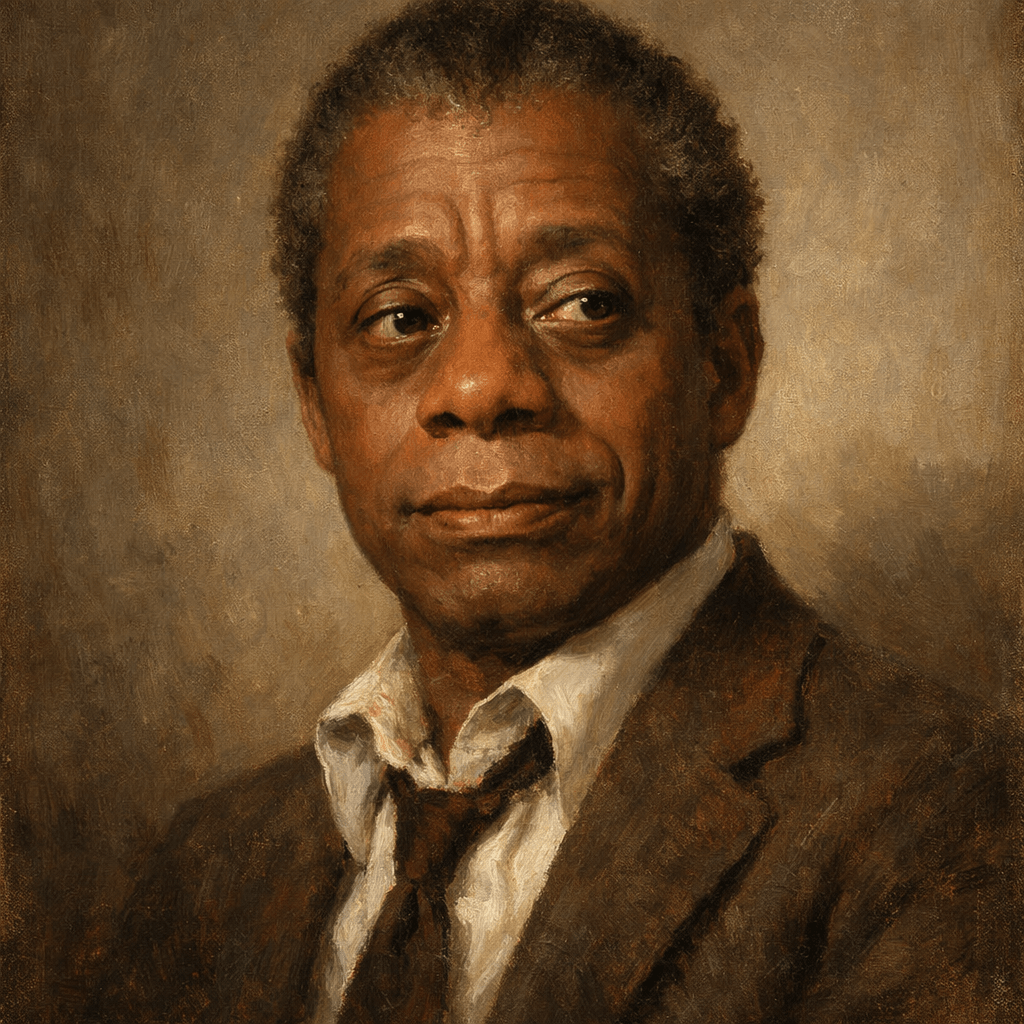 An oil painting of James Baldwin
