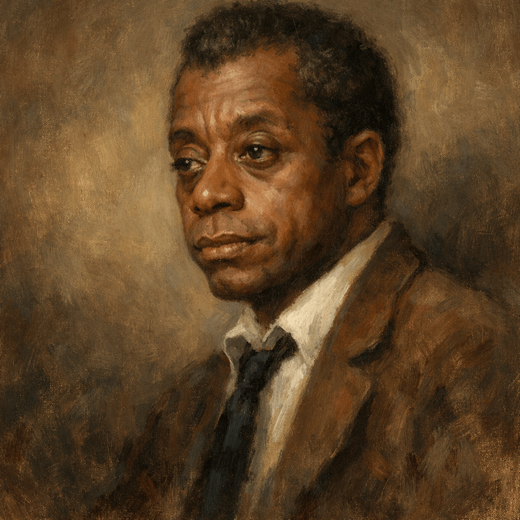 An oil painting of James Baldwin