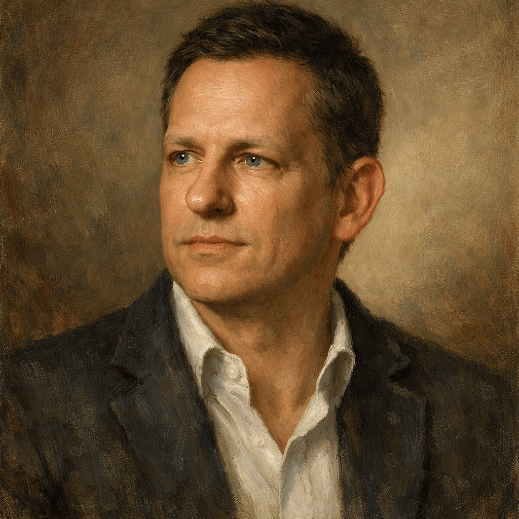 An oil painting of Peter Thiel