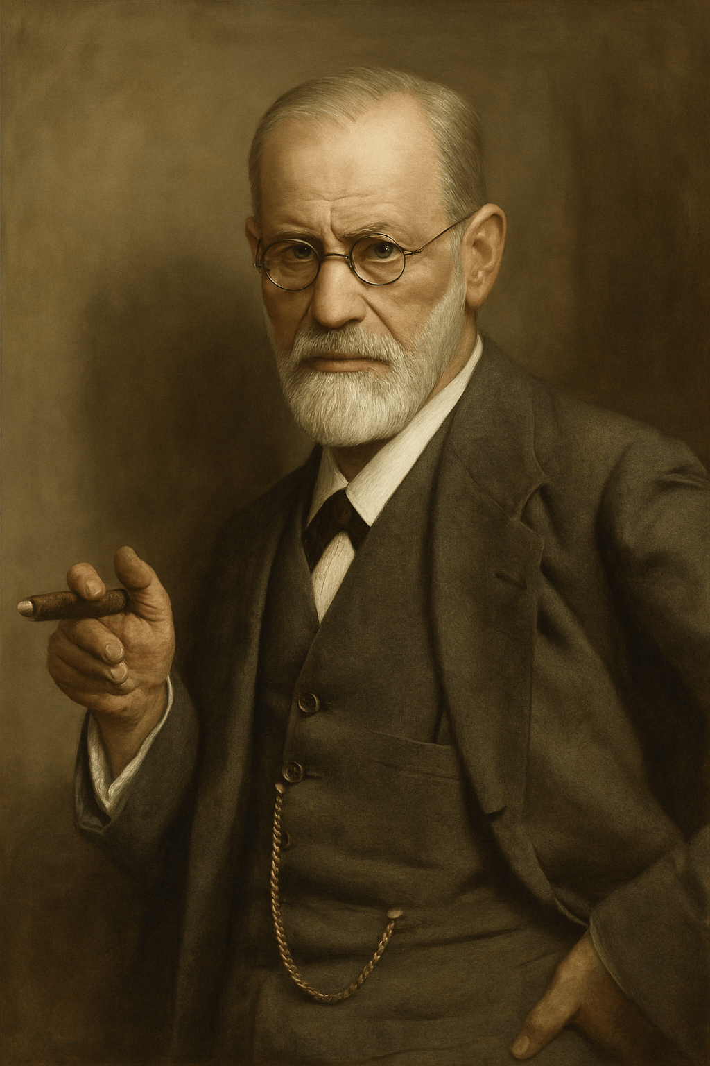 An oil painting of Sigmund Freud