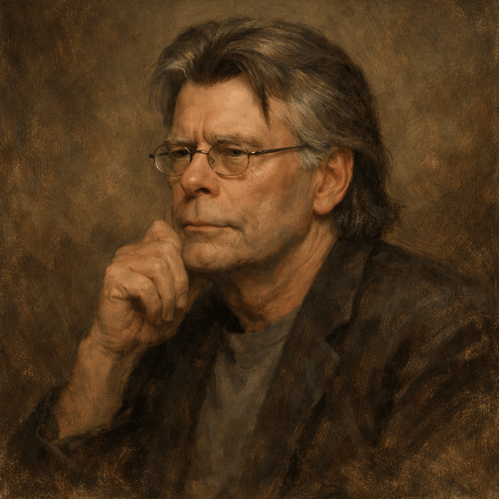 An oil painting of Stephen King