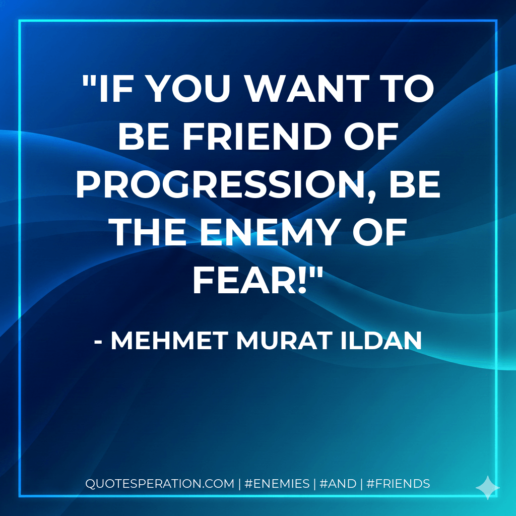If you want to be friend of progression, be the enemy of fear! - Mehmet Murat ildan