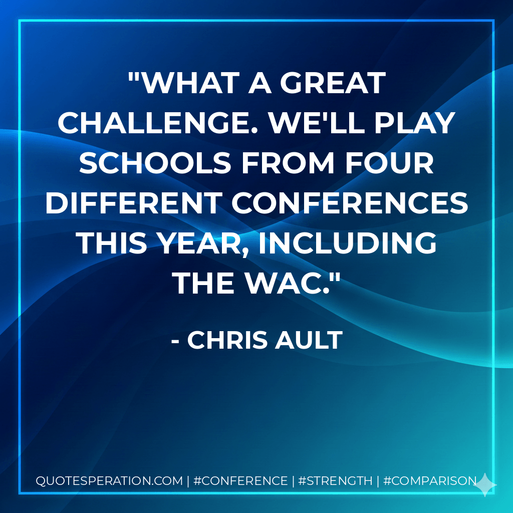 What a great challenge. We'll play schools from four different conferences this year, including the WAC. - Chris Ault