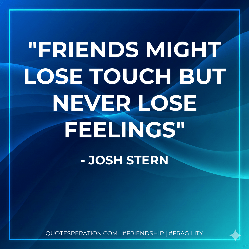 Friends might lose touch but never lose feelings - Josh Stern