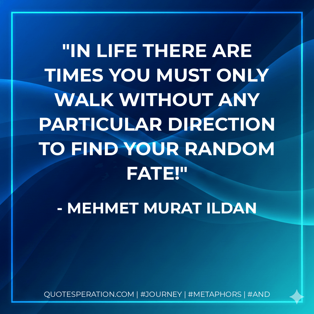 In life there are times you must only walk without any particular direction to find your random fate! - Mehmet Murat ildan