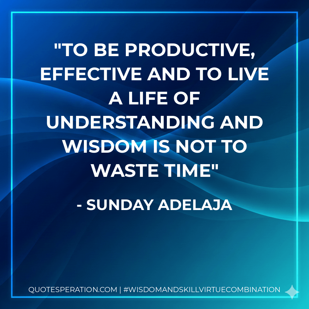 To be productive, effective and to live a life of understanding and wisdom is not to waste time - Sunday Adelaja