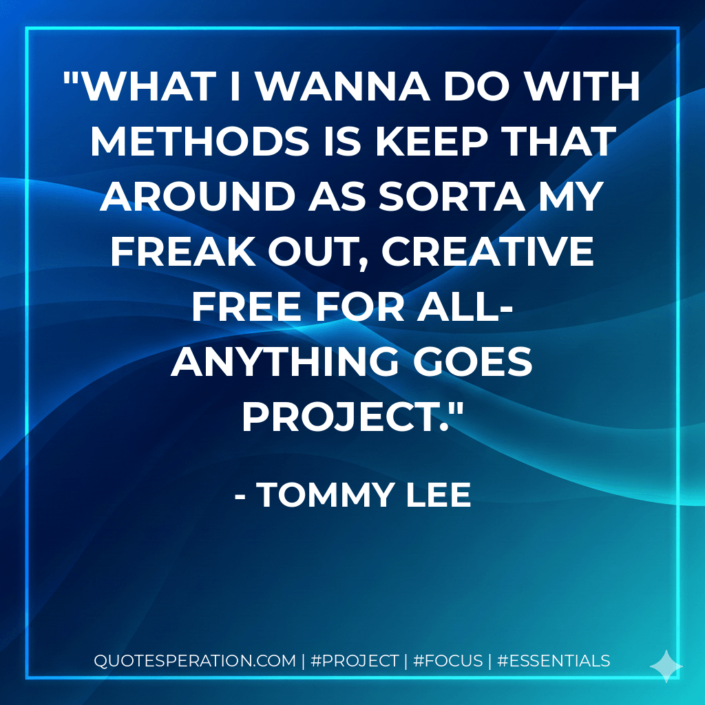 What I wanna do with Methods is keep that around as sorta my freak out, creative free for all- anything goes project. - Tommy Lee