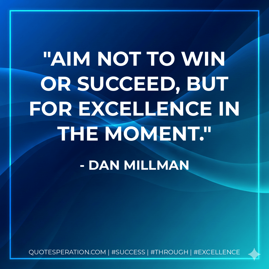 Aim not to win or succeed, but for excellence in the moment. - Dan Millman