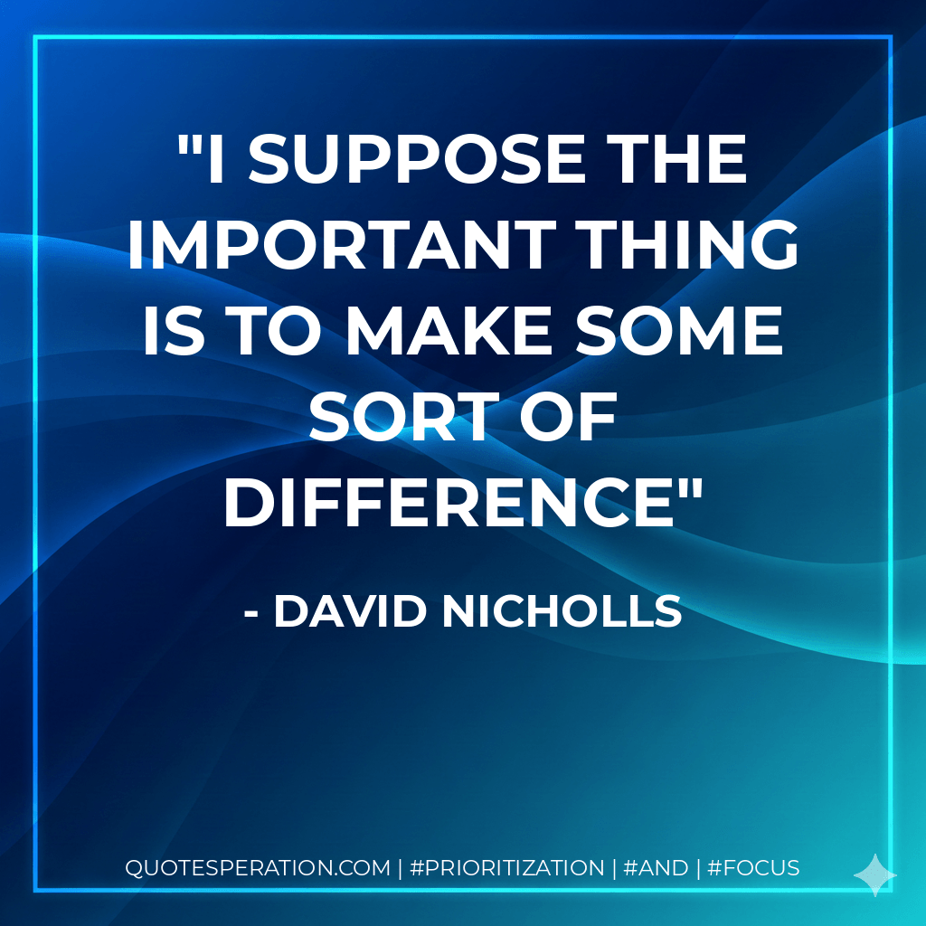 I suppose the important thing is to make some sort of difference - David Nicholls