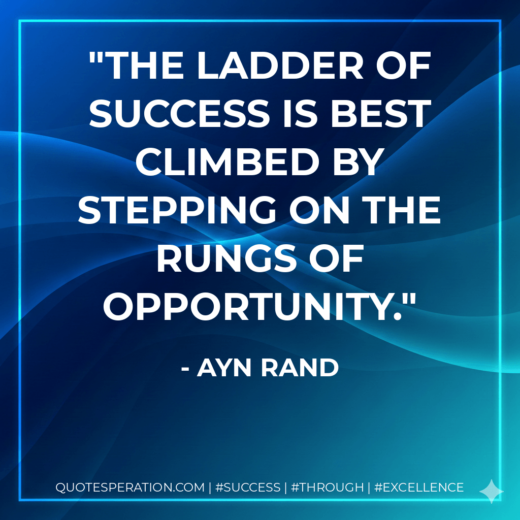 The ladder of success is best climbed by stepping on the rungs of opportunity. - Ayn Rand
