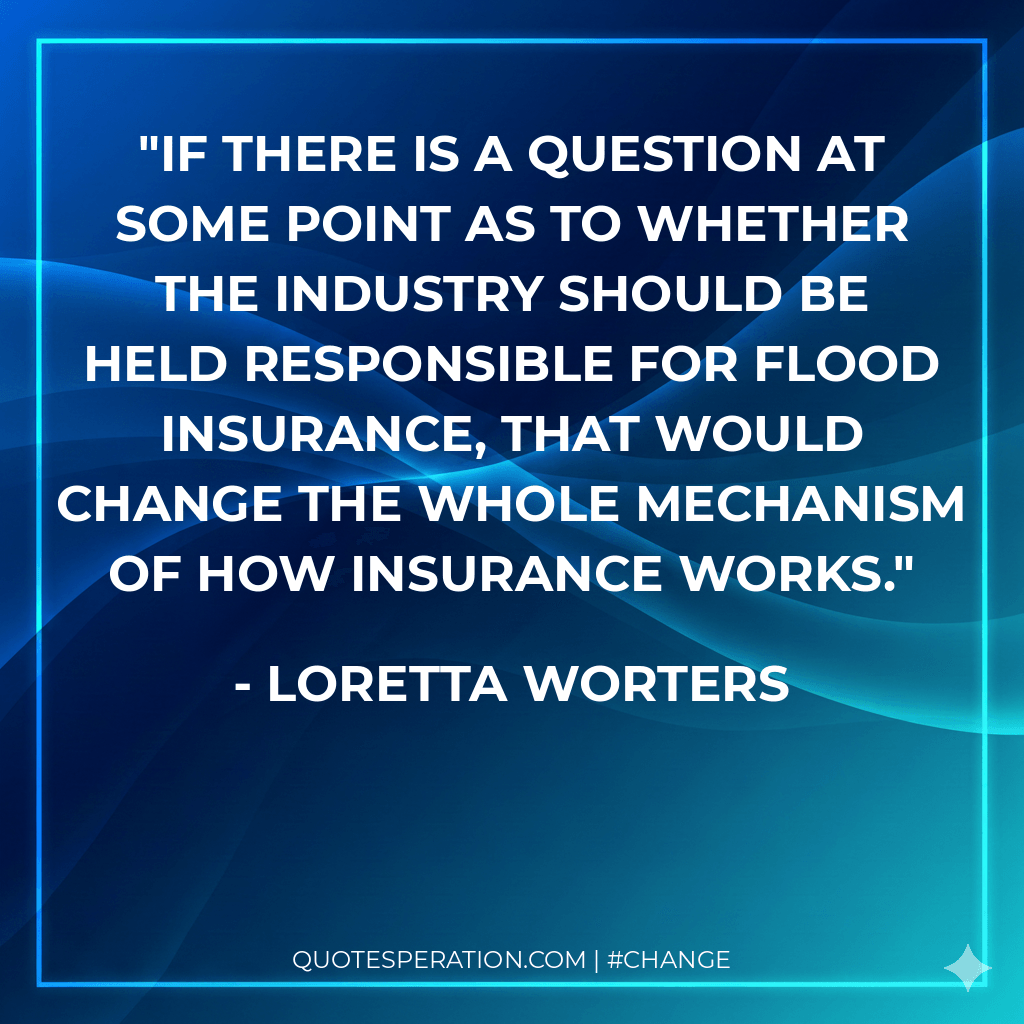 If there is a question at some point as to whether the industry should be held responsible for flood insurance, that would change the whole mechanism of how insurance works.