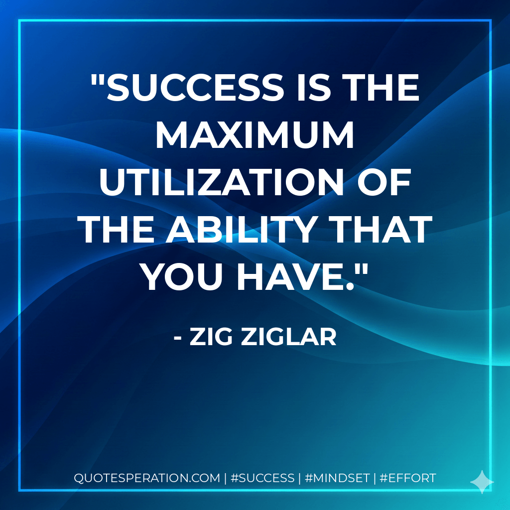 Success is the maximum utilization of the ability that you have.