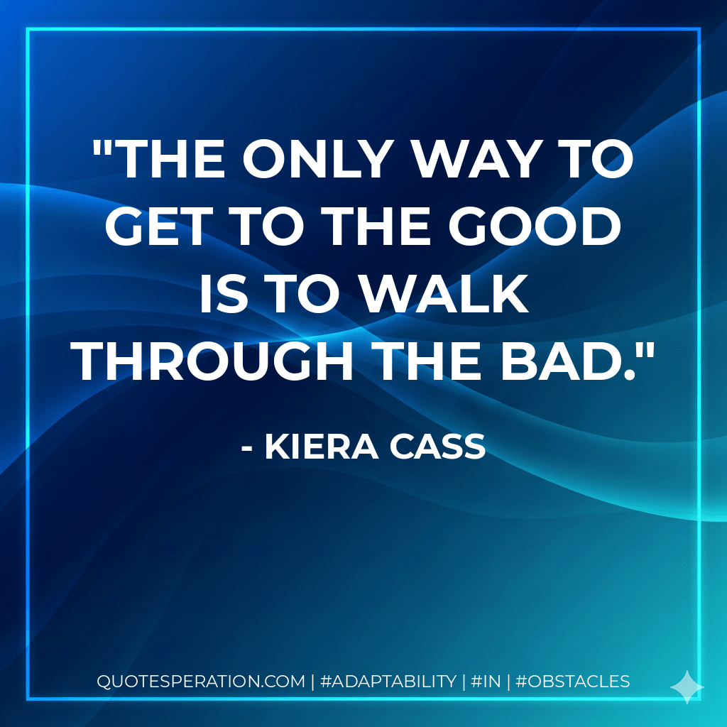 The only way to get to the good is to walk through the bad. - Kiera Cass