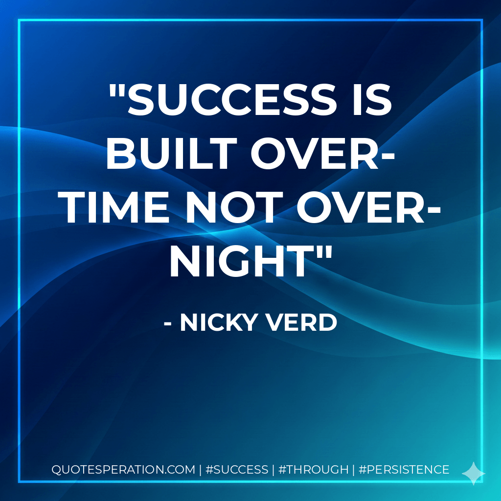 Success is built over-time not over-night - Nicky Verd