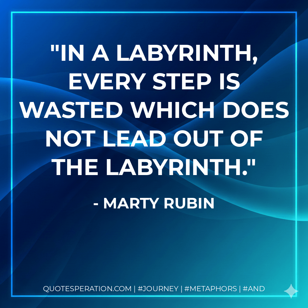 In a labyrinth, every step is wasted which does not lead out of the labyrinth. - Marty Rubin
