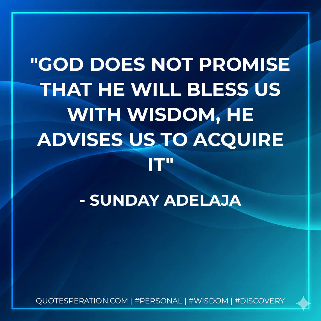 God does not promise that He will bless us with wisdom, He advises us to acquire it - Sunday Adelaja