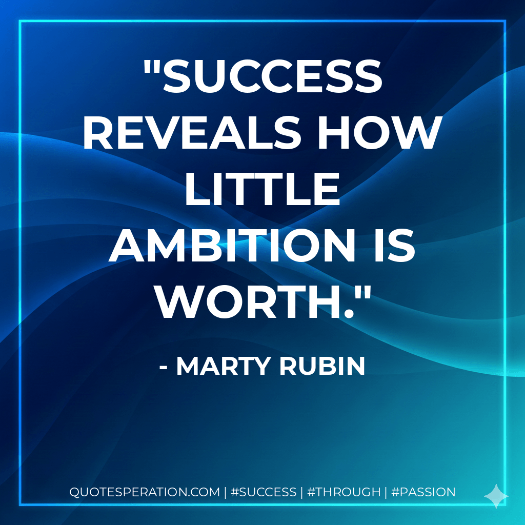 Success reveals how little ambition is worth. - Marty Rubin