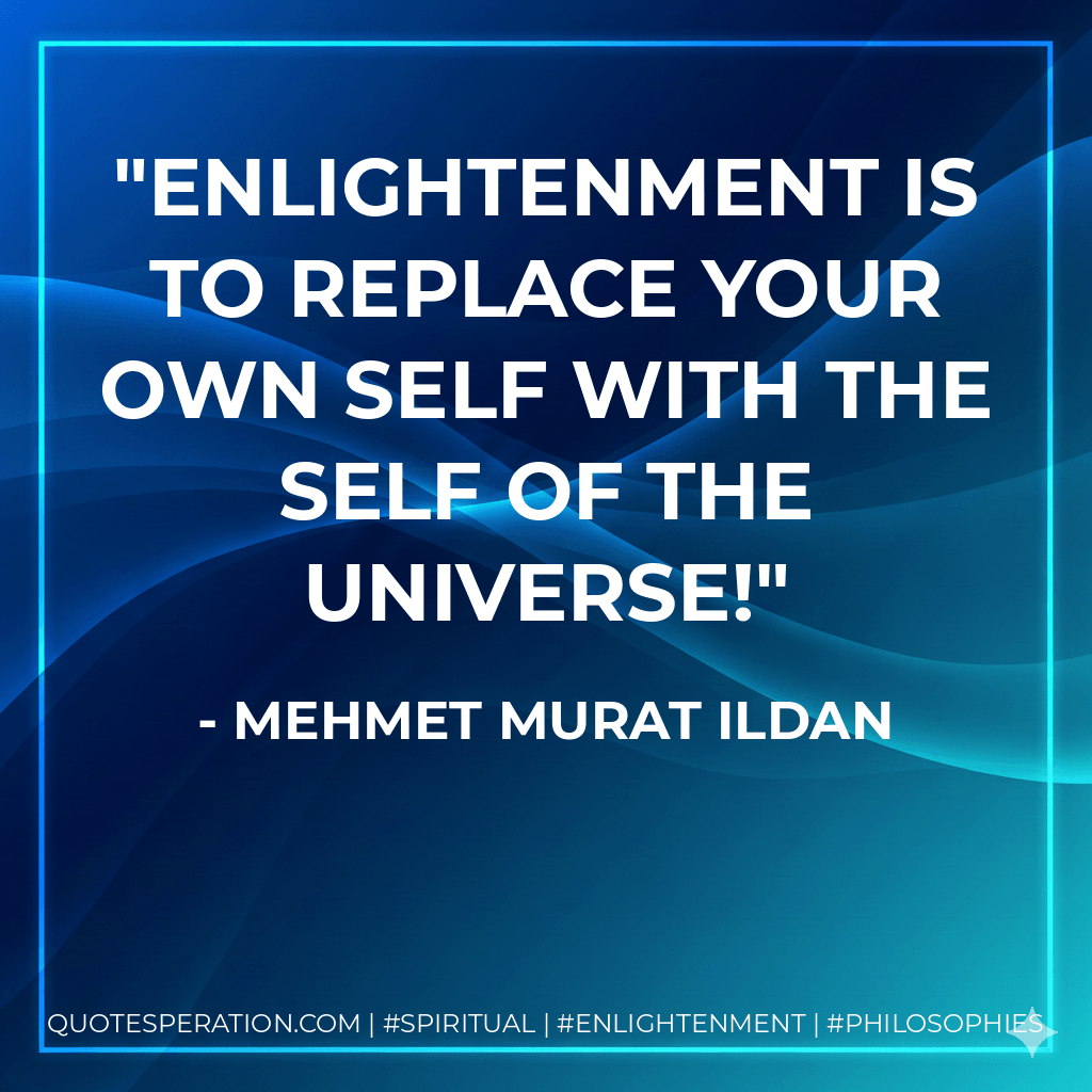 Enlightenment is to replace your own self with the self of the universe! - Mehmet Murat ildan