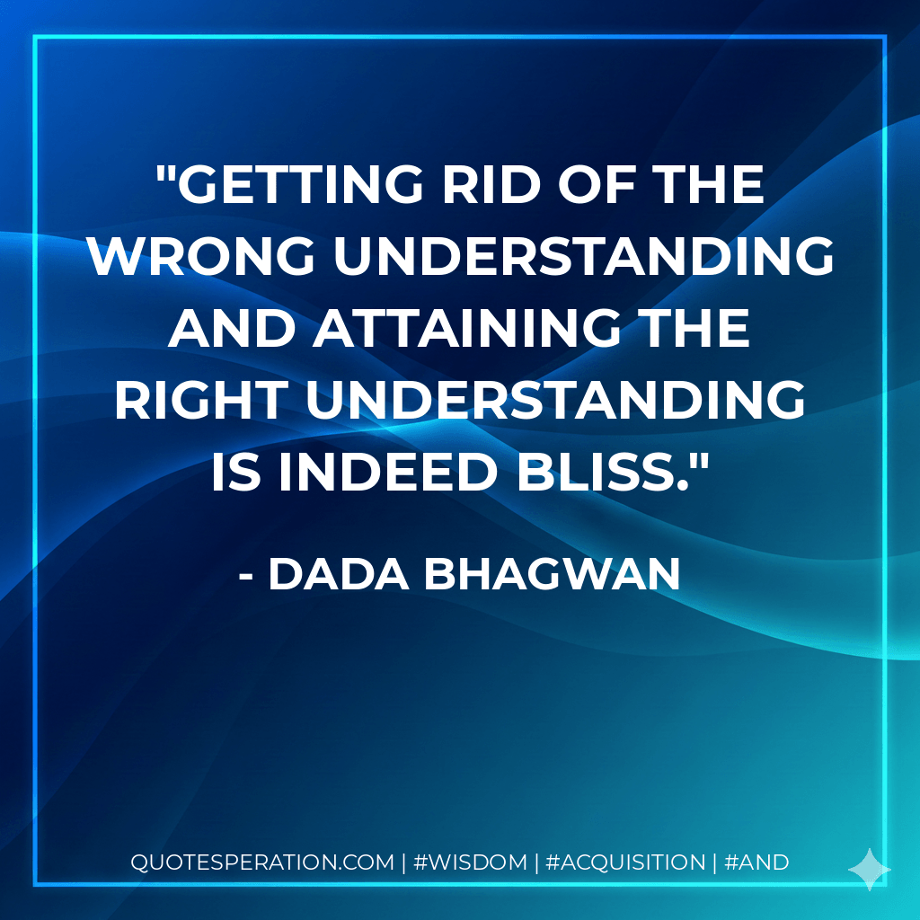 Getting rid of the wrong understanding and attaining the right understanding is indeed bliss. - Dada Bhagwan