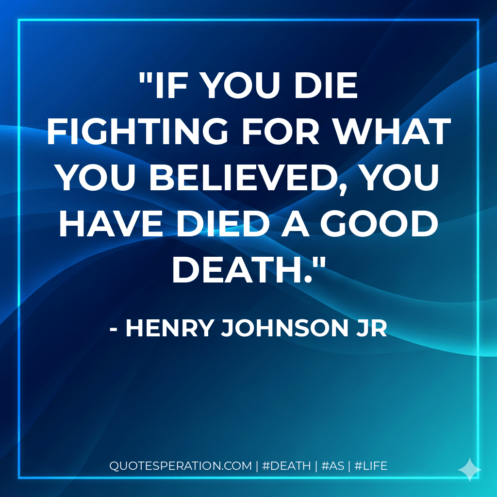 If you die fighting for what you believed, you have died a good death. - Henry Johnson Jr