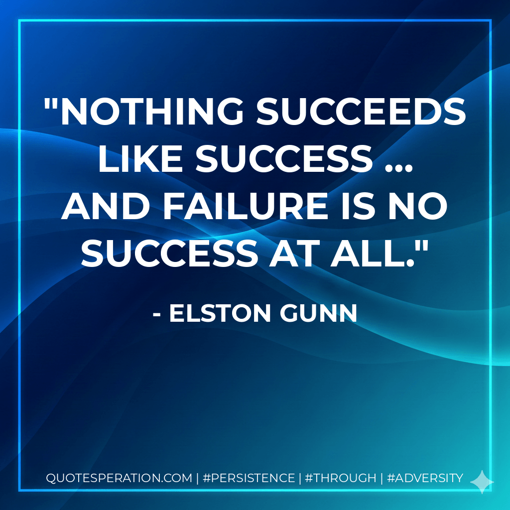 Nothing succeeds like success ... and failure is no success at all. - Elston Gunn