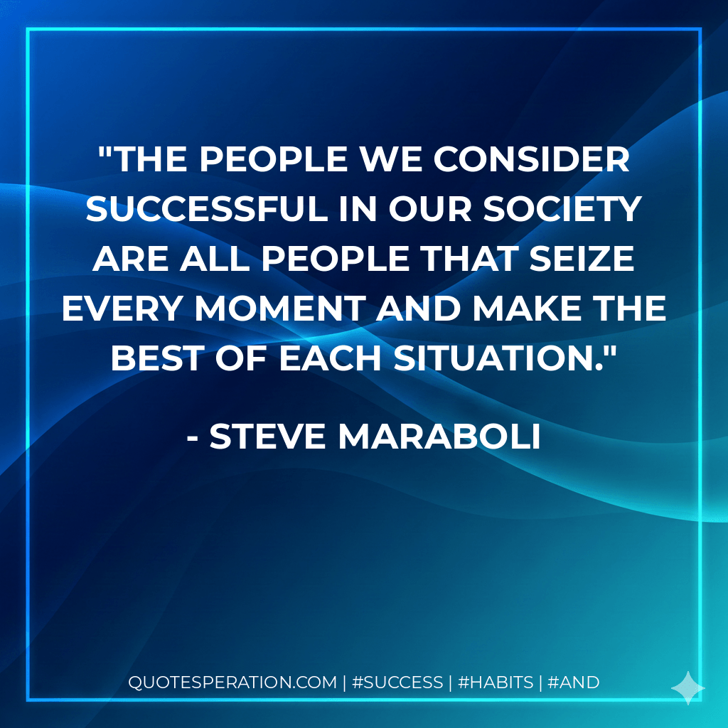 The people we consider successful in our society are all people that seize every moment and make the best of each situation. - Steve Maraboli