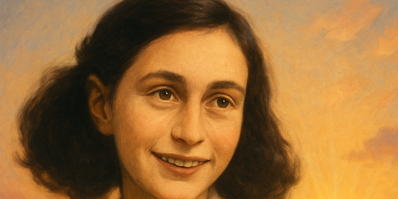 An oil painting of Anne Frank's face