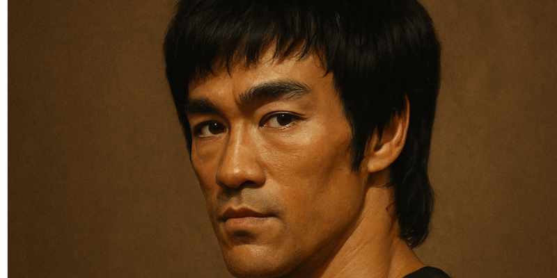 An oil painting of Bruce Lee's face