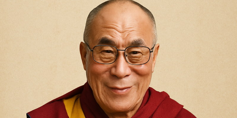 An oil painting of Dalai Lama's face