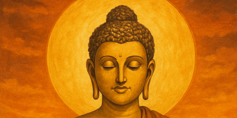 An oil painting of Gautama Buddha