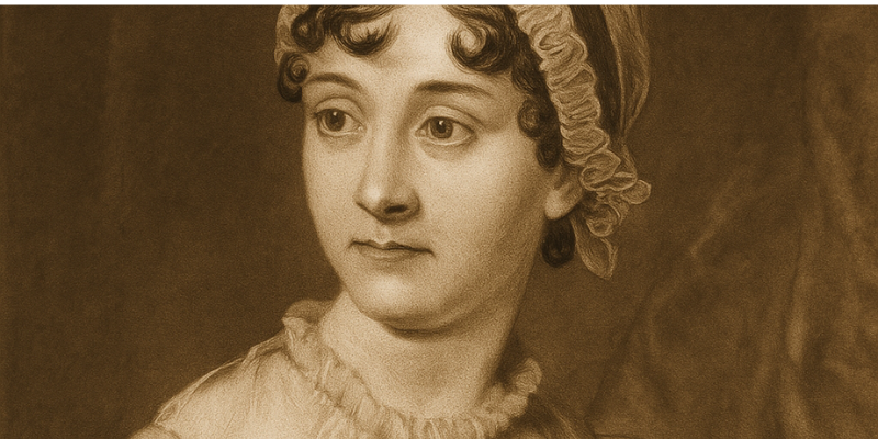 An oil painting of Jane Austin's face