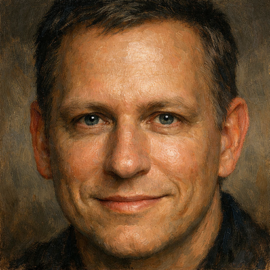 An oil painting of Peter Thiel's face