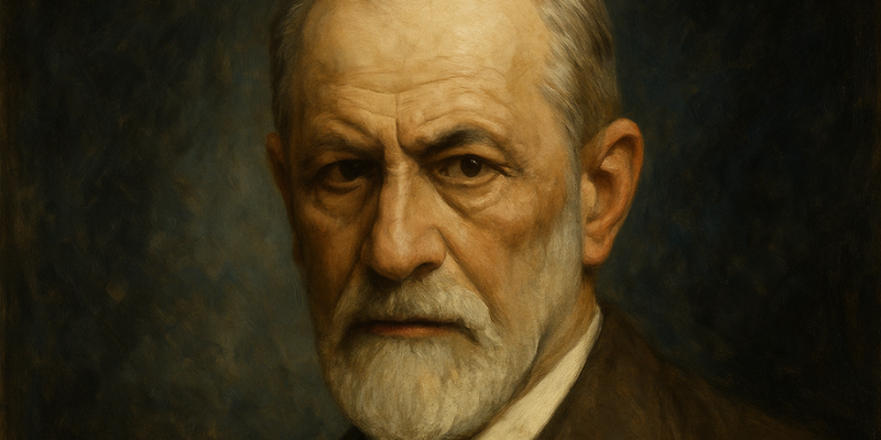 An oil painting of Sigmund Freud's face