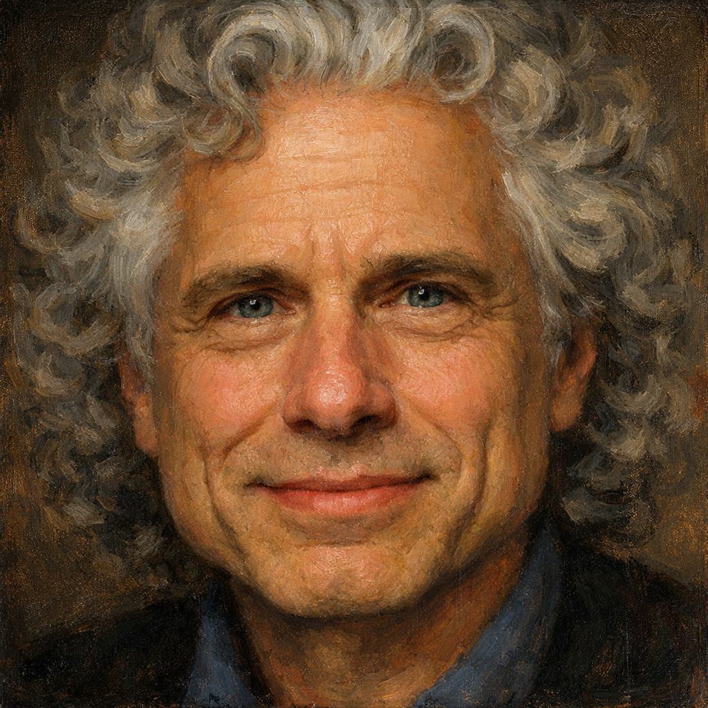 An oil painting of Steven Pinker's face