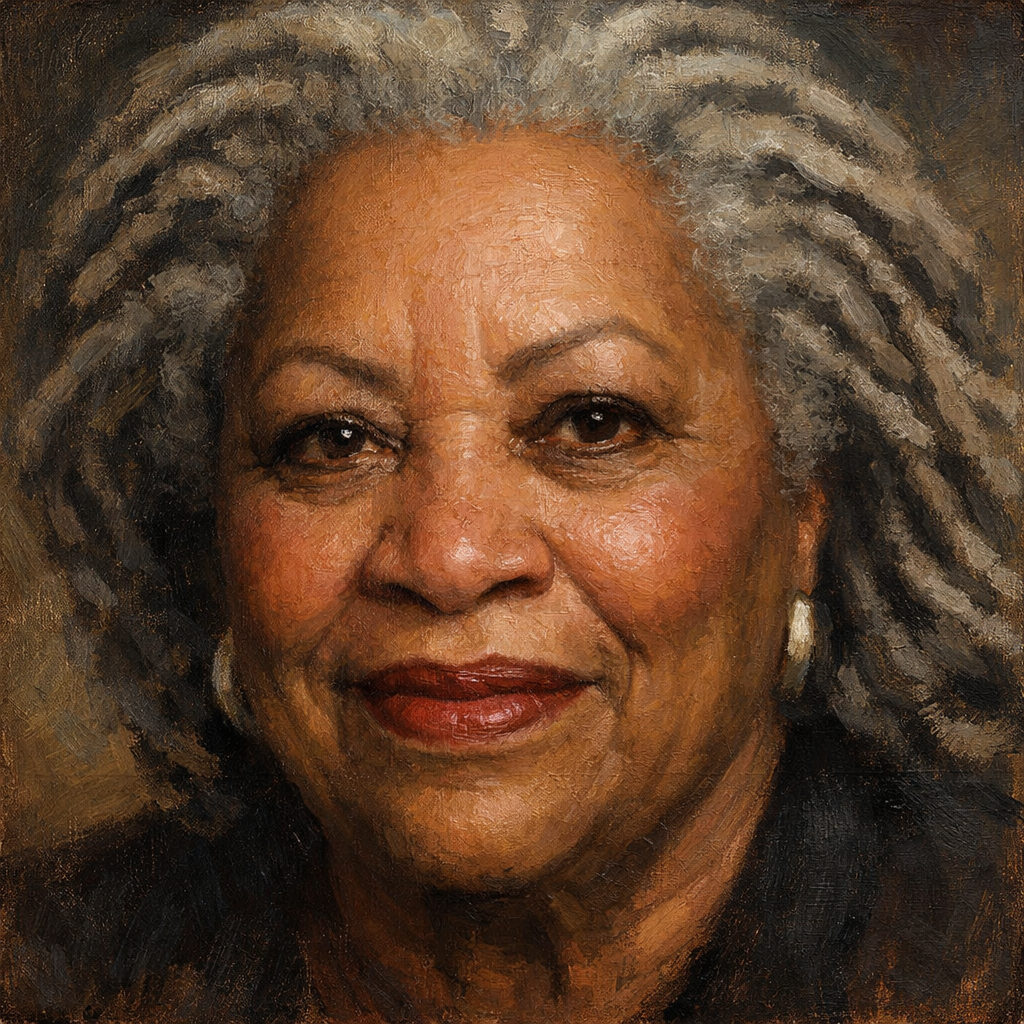 An oil painting of Toni Morrison's face