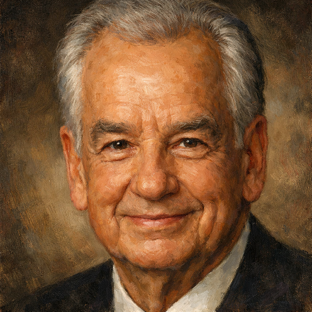 An oil painting of Zig Ziglar's face